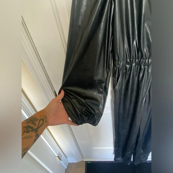Women’s Ramy Brook long sleeve faux leather jumpsuit with pockets size small - Picture 4 of 9